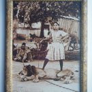 Lion Tamer Lady Woman Photograph, Vintage Photo in Old Wooden Frame India #2728