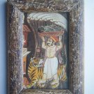 Miniature Old Religious Painting's  Print in Old Wooden Frame India Art #2843