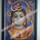 Baby Shiva Vintage Old Religious Print in Old Wooden Frame India Art #2387