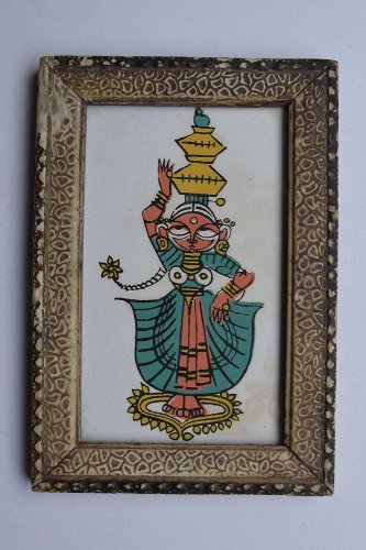 Dancing Lady Decorative Beautiful Vintage Old Print in Old Wooden Frame #2997