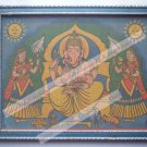 Hindu Elephant God Ganesha Vintage Print in Old Wooden Frame Religious Art #2436