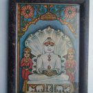 Jain God Jainism Original Vintage Print in Old Wooden Frame Religious Art #2811