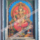 Hindu Elephant God Ganesha Vintage Print in Old Wooden Frame Religious Art #2438
