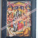 Shiv Parvati Vintage Old Religious Print in Old Wooden Frame India Art #2411