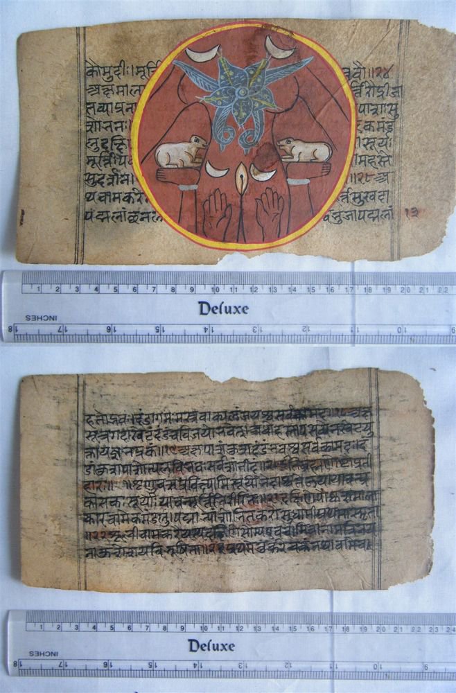 Original Antique Old Manuscript Jain Cosmology New Hand Painting Rare India #577