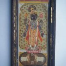 Hindu God Krishna Nice Old Religious Print in Old Wooden Frame India Art #2819