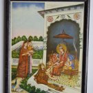 Ganesha Parvati Rare Old Vintage Print in Old Wooden Frame Religious Art #3148