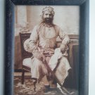 Indian Maharaja Rare Framed Photograph, Vintage Photo in Old Wooden Frame #2704