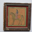 Beautiful Folk Horse Hand Color Painting in Old Wooden Frame India #3097