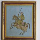 Beautiful Folk Horse Hand Color Painting in Old Wooden Frame India #3096