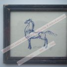 Beautiful Signed Art Print of Horse in Old Handmade Wooden Frame India #2374