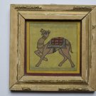 Beautiful Folk Style Camel Hand Color Painting in Old Wooden Frame India #3089