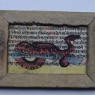 Snake Painting on Manuscript Hand Color Painting in Old Wooden Frame India #2994