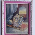 Baby Krishna Collectible Rare Old Art Print in Old Wooden Frame from India #3284