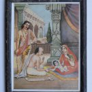 Baby Krishna Collectible Rare Old Art Print in Old Wooden Frame from India #3287