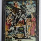 God Shiva Collectible Rare Beautiful Old Print in Old Wooden Frame India #3233