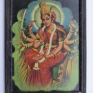 Goddess Ambe Mata Collectible Rare Vintage Old Print in Old Wooden Frame #3007