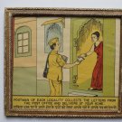 Old Educational Chart Calendar Learning School Print In Old Wooden Frame #3033