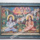 Hindu God Baba Balaknath Old Religious Print in Old Wooden Frame India Art #2522