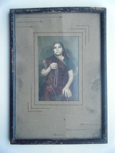 Original Old Hand Coloured Photograph, Vintage Photo in Old Wooden Frame #2672