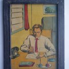 Old Educational Chart Calendar Learning School Print In Old Wooden Frame #2846