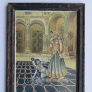 Krishna God Collectible Rare Old Art Print in Old Wooden Frame from India #3283
