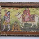 Kali Shiva Lingam Ganesh Parvati Print in Old Wooden Frame Religious Art #3149