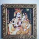 Hindu God Krishna Rare Old Religious Print in Old Wooden Frame India Art #2773