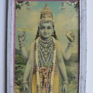Vishnu Collectible Rare Old Religious Art Print in Old Wooden Frame #3321