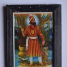 Sikh Guru Govind Singhji Old Religious Print in Old Wooden Frame India Art #3141