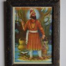 Sikh Guru Govind Singhji Old Religious Print in Old Wooden Frame India Art #3142