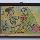 Old Educational Chart Calendar Learning School Print In Old Wooden Frame #3027