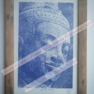 Buddha Beautiful Signed Art Print in Old Handmade Wooden Frame India #2364