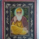 Sikh Guru Nanak Dev Ji Old Religious Print in Old Wooden Frame India Art #2800