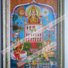 Laxmi Ahohi Ashtami Old Religious Print in Old Wooden Frame India Art #2508