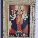 Goddess Durga Rare Old Religious Print in Old Wooden Frame India Art #3115