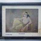 Hindu God Krishna Rare Old Religious Print in Old Wooden Frame India Art #2769