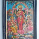 Goddess Laxmi Old Religious Print in Old Wooden Frame India Art #2863