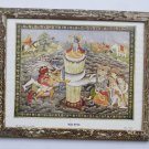 Churning of Ocean Vishnu Rare Old Religious Art Print in Old Wooden Frame #3322