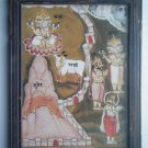 Hindu God Brahma Rare Old Religious Print in Old Wooden Frame India Art #2826