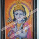 Hindu God Krishna Nice Old Religious Print in Old Wooden Frame India Art #2423