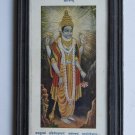Vishnu Collectible Rare Old Religious Art Print in Old Wooden Frame #3320