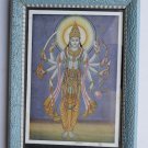 Vishnu Collectible Rare Old Religious Art Print in Old Wooden Frame #3317