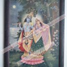 Hindu God Krishna Nice Old Religious Print in Old Wooden Frame India Art #2461