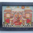 Goddess Laxmi Old Religious Litho Print in Old Wooden Frame India Art #2862