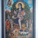 Hindu God Baba Balaknath Old Religious Print in Old Wooden Frame India Art #2815