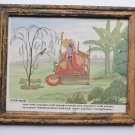 Goddess Bhagwati Rare Old Religious Print in Old Wooden Frame India Art #3116