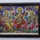Goddess Durga Rare Old Religious Print in Old Wooden Frame India Art #3113