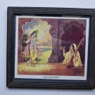 Krishna Collectible Rare Old Art Print in Old Wooden Frame from India #3309