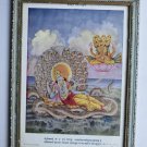 Vishnu Collectible Rare Old Religious Art Print in Old Wooden Frame India #3326